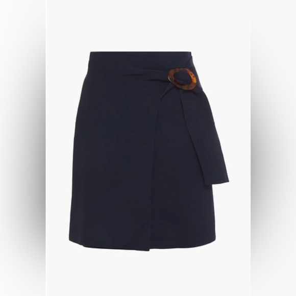 Sandro Paris Faux Wrap Belted Knit Mini Skirt in Navy Size 2/ US 6 - Picture 1 of 6